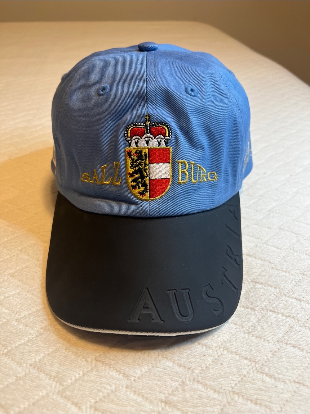 Salzburg Austria Embroidered Crest Cap - Sky Blue & Black, os